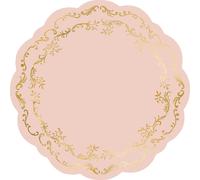 Sets de table en papier 35,5cm avec rinceaux 6 pièces rose / or