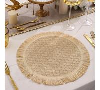 Sets de table en papier respectueux de l'environnement avec motif de tissage diamant pour tables de salle à manger dans des environnements intérieurs minimalistes (blanc)