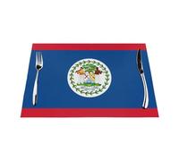 Sets de table en PVC tissé drapeau du Belize pour table de salle à manger