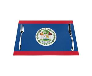 Sets de table en PVC tissé drapeau du Belize pour table de salle à manger
