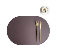 Sets de Table en Simili Cuir Lot de 2 Sets Table Ronds et Dessous Verre en Cuir synthétique, Tapis Isolant, résistant à l'huile imperméable, Double Face(Brown White 2,43.5x30cm and 10cm)