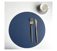 Sets de Table en Simili Cuir Lot de 2 Sets Table Ronds et Dessous Verre en Cuir synthétique, Tapis Isolant, résistant à l'huile imperméable, Double Face(Blue Gray,Round32cm and 10cm)