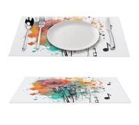 Sets de table en vinyle antidérapant avec motif pissenlits et notes de musique, faciles à nettoyer, 1 set de table pour cuisine, salle à manger, décoration de table 30,5 x 45,7 cm