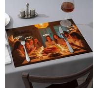 Sets de table et de cuisine avec inscription « A Group of People Gathered Around A Table » pour un repas festif Sets de table de Pâques (1 pièce)