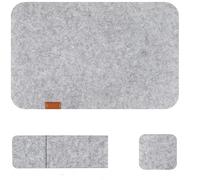 Sets de Table et Dessous de Verre en Feutre, Tapis de Table lavables for Cuisine, Bistro, Table à Manger, 3 à 4 pièces(3pcs-Silver)