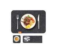Sets de Table et Dessous de Verre, Ensemble de 3 pièces, Set de Table, Tapis de Table, Vaisselle en Feutre Lavable, Tasse à Manger(Black)