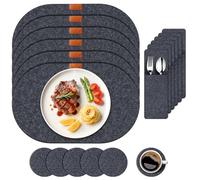 Sets de Table et Dessous de Verre Lavables, Rectangulaires Résistant à la Chaleur et Antidérapant Lot de 18 Sets de Table et Dessous de Verre avec Couvre-Couverts