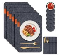 Sets de Table et Dessous de Verre Lavables, Rectangulaires Résistant à la Chaleur et Antidérapant Lot de 18 Sets de Table et Dessous de Verre avec Couvre-Couverts (Rectangulaire)