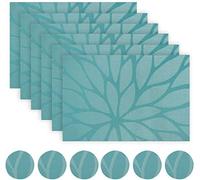 Sets de Table et Dessous de Verre Lot de 6 Bleu Sarcelle, Résistants à la Chaleur, Antidérapants, Lavables et Faciles à Nettoyer Pour la Maison, Cuisine (6 sets de table + 6 dessous de verre)