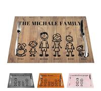 Sets de table familiaux personnalisés - Créez votre propre set de table pour 6 membres de la famille - Set de table avec votre propre photo et texte - Set de table cadeau pour anniversaires, Noël, ami