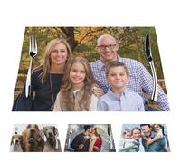 Sets de table familiaux personnalisés - Créez votre propre set de table pour 6 membres de la famille - Set de table avec votre propre photo et texte - Set de table cadeau pour anniversaires, Noël, ami