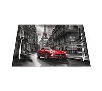 Sets de table imperméables en PVC pour table de dîner, tapis de table City Street rouge, isolation de voiture, sets de table durables en PVC tissé pour extérieur et intérieur, résistant à la chaleur