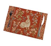 Sets de Table Lapin médiéval I, Ensemble de 6 Sets de Table Modernes français, résistants à la Chaleur, antidérapants et lavables pour Table de Cuisine et de Salle à Manger