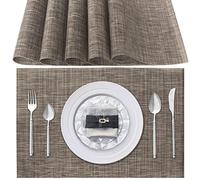 Sets de Table Lavable, Lot de 6 Sets de Table Plastique PVC, Résistant à la Chaleur, Antidérapant, pour Cuisine Table à Manger (Marron)