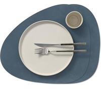 Sets de Table LIND DNA Nupo - Cuir - Bleu Foncé - Courbé - 44 x 37 cm - 2 Pièces