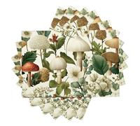 Sets De Table Lot de Lot De 4 Blanc Cassé Illustration De Champignon Naturalisme,30X45 Cm,Sets De Table Imperméables Et Lavables pour Table De Cuisine,À Manger,Fête À La Ferme,Intérieur Et Extérieur