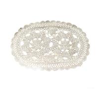 Sets de table ovales en crochet fabriqués à la main à partir de coton pour tables dans les salles à manger, les salons et les bureaux à domicile, réutilisables, lin (30 x 50 cm, blanc)