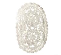 Sets de table ovales en crochet fabriqués à la main à partir de coton pour tables dans les salles à manger, les salons et les bureaux à domicile, réutilisables, lin (30 x 90 cm, blanc)