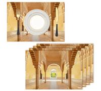 Sets De Table Palais De L'Alhambra, Sets De Table De Architecture Rétro Résistants à La Chaleur, Lot de 6 Set De Tables Brun pour Banquet Saisonnier été Printemps Cuisine Décor, 45x30cm