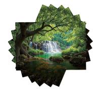 Sets de Table Rectangulaires Lavables et Antidérapants, 2 Pièces Résistantes à la Chaleur, Protège-Table en Coton et linPhotographie de Paysage Mousse de la forêt de la Cascade Vert