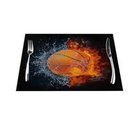 Sets de table résistants à la chaleur antidérapants pour table de salle à manger, 3D basket-ball, sport, intérieur/extérieur, lavables, lavables