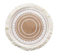 Sets de table ronds tissés en jute avec pompons élégants offrant une protection thermique pour les tables de salle à manger, combinant durabilité avec un accent sophistiqué de décoration d'intérieur