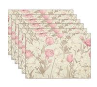 Sets De Table Rose Rose Sauvage 4 Sets De Table Plantes Rétro pour Cuisine Salle À Manger Décoration De Table Dîner,Déjeuner,Petit Déjeuner 45 X 30 Cm