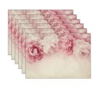 Sets De Table Rouge Pivoine Aquarelle 4 Sets De Table Plantes Romantiques pour Cuisine Salle À Manger Décoration De Table Dîner,Déjeuner,Petit Déjeuner 45 X 30 Cm