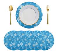 Sets de Table, Sets Ronds, lot 6, napperons Flocons Neige Turquoise Sarcelle d'hiver argentés, résistants à la Chaleur for Manger, décorations Noël, Ornements(Multi-Colored 009)