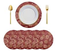 Sets de Table, Sets Ronds, lot 6, napperons Flocons Neige Turquoise Sarcelle d'hiver argentés, résistants à la Chaleur for Manger, décorations Noël, Ornements(Multi-Colored 010)