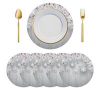 Sets de Table, Sets Ronds, lot 6, napperons Flocons Neige Turquoise Sarcelle d'hiver argentés, résistants à la Chaleur for Manger, décorations Noël, Ornements(Multi-Colored 1038)