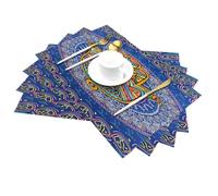 Sets de Table tissés en PVC, Culture juive, Art hébreu Hamsa, Mauvais œil, Anti-Taches, résistants à l'huile, résistants à la Chaleur, pour Table de Cuisine, décorations de fête de Vacances.