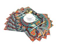 Sets de Table tissés en PVC, Culture juive, Art hébreu Hamsa, Mauvais œil, Anti-Taches, résistants à l'huile, résistants à la Chaleur, pour Table de Cuisine, décorations de fête de Vacances.