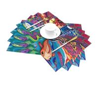 Sets de Table tissés en PVC, Culture juive, Art hébreu Hamsa, Mauvais œil, Anti-Taches, résistants à l'huile, résistants à la Chaleur, pour Table de Cuisine, décorations de fête de Vacances.