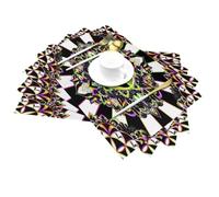 Sets de table tissés en PVC, motif éclaboussures de teinture arc-en-ciel, extraterrestre, mauvais œil, anti-taches, résistants à l'huile, résistants à la chaleur, pour table de cuisine, décorations de