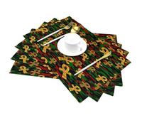 Sets de table tissés en PVC rouge et vert avec symbole des dieux égyptiens Ankh, anti-taches et résistants à l'huile, tapis d'assiettes à dîner résistants à la chaleur, décorations de table de cuisine