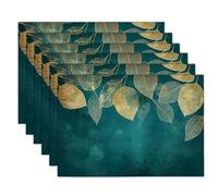 Sets De Table Turquoise Plantes À Feuilles 4 Sets De Table Texture Rétro pour Cuisine Salle À Manger Décoration De Table Dîner,Déjeuner,Petit Déjeuner 45 X 30 Cm