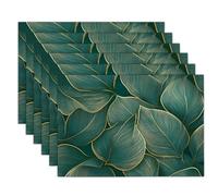 Sets De Table Vert Doré Ligne De Feuilles Vertes 2 Sets De Table Plantes De Luxe pour Cuisine Salle À Manger Décoration De Table Dîner,Déjeuner,Petit Déjeuner 45 X 30 Cm