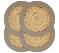 Sets de table vidaXL, lot de 4, coloris naturel et gris, 38 cm, jute et coton