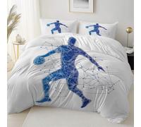 Sets Housse de Couette 200 x 200 cm avec 2 d'oreiller, Respirant et super doux microfibre brossée Parure de Lit - Simple Lignes Géométrie Handball imprimé Housse de Couette avec Fermeture Éclair Crème