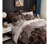 Sets Housse de Couette 200x200 cm avec 2 x Taies d'oreiller 50x70 cm,Mode Unique 3D Géométrique Imprimé Boho Microfibre Literie Parure de Lit Linge de Lit avec Fermeture Éclair pour 2 Personnes,Gris