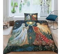 Sets Housse De Couette Single（135x200cm） avec Taies d'oreiller Déesse de la Lune et des Étoiles 3D Style d'art Populaire Russe Microfibre Literie Parure pour Enfants Adolescents