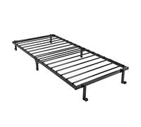setsail Cadre de lit simple pliable en métal de 90 x 190 cm, lit d'appoint portable avec 4 roues, convient pour matelas de 90 x 190 cm, noir