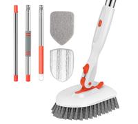 SetSail Floor Scrub Brush, 3-In-1 Tile Tub Floor Scrubber with 52-inch Adjustable Long Handle Shower Cleaner Brush and 3 Detachable Replacement Brush Heads for Cleaning Bathroom Kitchen Walls Tub Tile