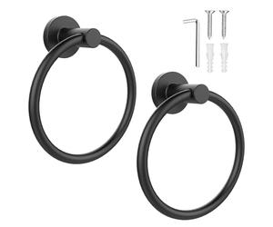 SetSail Lot de 2 Porte-Serviettes muraux pour Salle de Bain, Salle de Bain, Cuisine, en Acier Inoxydable 304, Noir Mat