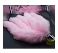 SETSCZY 5 Simulation Queues Plugs Anals avec Faux Fur Fox Tail Massager Plusieurs Queues Fetish Sex Toy Masturbation en Acier Inoxydable pour Les Couples Chien Cosplay, 16 Pouces,Noir,Rose
