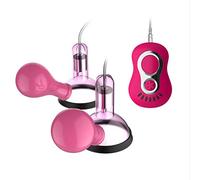 SETSCZY 7 Vibrations Double Tasse Nipple Sucker Vibreur Stimulateur de Mamelon Pompe à Vide de Sein Masseur Agrandisseur Sex Toys,Rose