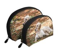 Setter Anglais Automne Animaux Chiens Anglais, Trousse de Maquillage Coquille Femme Petit Porte-Monnaie Trousse de Toilette Trousse à cosmétiques 2 pièces