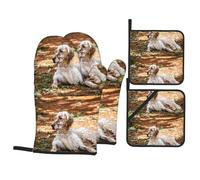 Setter Anglais Automne Animaux de Compagnie Chiens Anglais,Gants de Cuisine antidérapants et maniques (Lot de 4), résistants à la Chaleur.