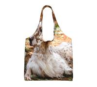Setter anglais Automne Animaux de compagnie Chiens Anglais,Sacs fourre-tout réutilisables, sacs d'épicerie, sac à bandoulière en toile de grande capacité